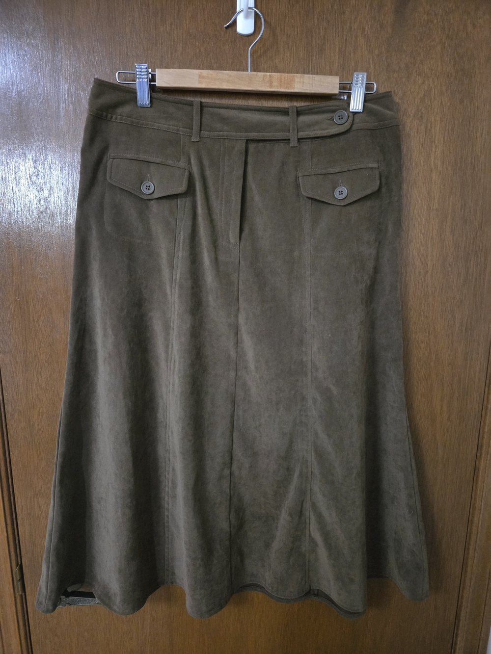 Reitmans Vintage Olive Brown A-Line Suede-Look Skirt